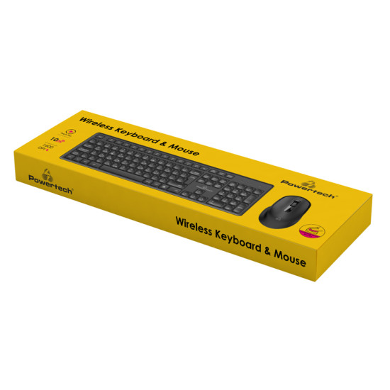 Powertech Ασύρματο Σετ Πληκτρολόγιο & Ποντίκι Ελληνικό Γκρι [PT-1151]