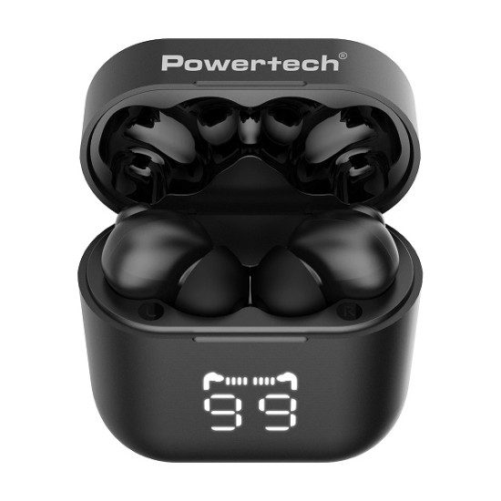 Powertech Earphones με θήκη φόρτισης TWS ENC 30/480mAh Μαύρα [ PT-1227]