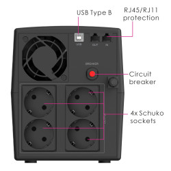 Powertech UPS Line-Interactive με Οθόνη 2200VA 1320W με 4xSchuko 2x RJ45/RJ11 USB Type B [PT-1298]