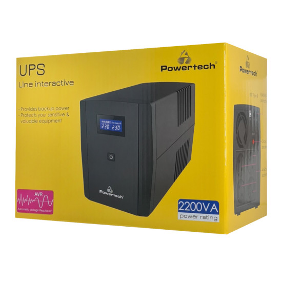 Powertech UPS Line-Interactive με Οθόνη 2200VA 1320W με 4xSchuko 2x RJ45/RJ11 USB Type B [PT-1298]