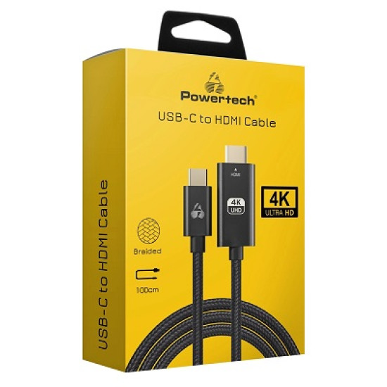 Powertech καλώδιο USB-C σε HDMI, 4K/60Hz, 10.2Gbit/s, 1m, μαύρο [PTR-0137]