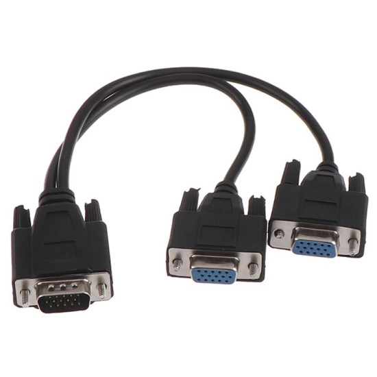 Powertech VGA male - 2x VGA female 0.20m (CAB-G006) Μετατροπέας VGA male σε VGA 2x female Μαύρο