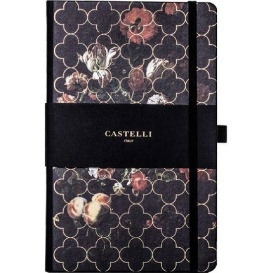 Θεοφύλακτος Castelli Σημειωματάριο Ivory Ριγέ με Λάστιχο και Θήκη για Στυλό Vintage Floral Tulip 13x21εκ