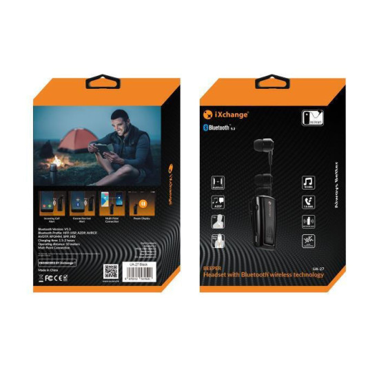 Ixchange iXchange UA27 In-ear Bluetooth Handsfree Ακουστικό Πέτου Μαύρο Ixchange iXchange UA27 In-ear Bluetooth Handsfree Ακουστικό Πέτου Μαύρο