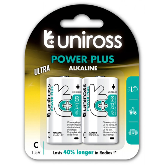 Uniross Power Plus Αλκαλικές Μπαταρίες C 1.5V 2τμχ