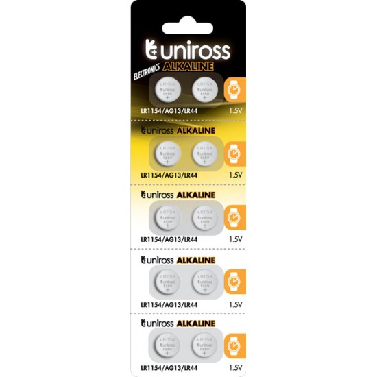 Uniross Αλκαλική Μπαταρία LR44 (A76) / AG13 / LR1154 1.5V (2τμχ)