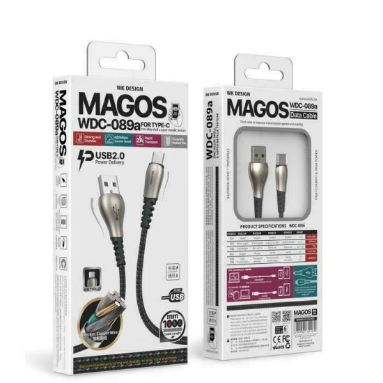 WK WDC-089 Braided USB 2.0 to micro USB Cable Μαύρο 1m