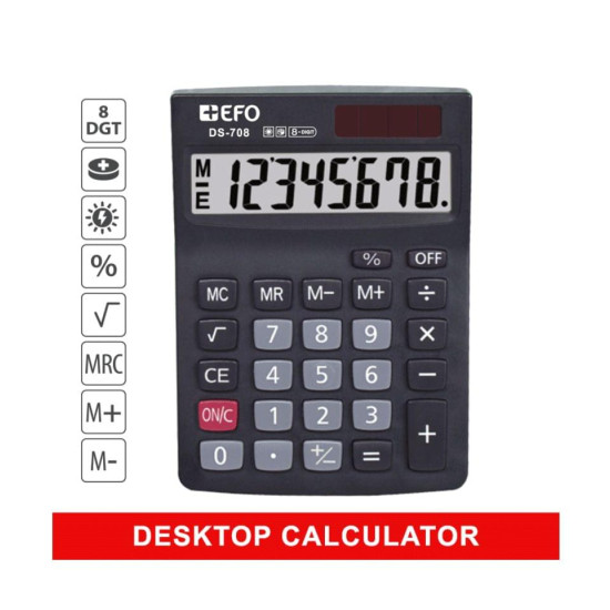 Αριθμομηχανή +EFO DS-708 8 ψηφίων 10x14 εκ.