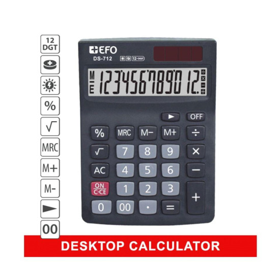 Αριθμομηχανή +EFO DS-712 12 ψηφίων 10x14cm
