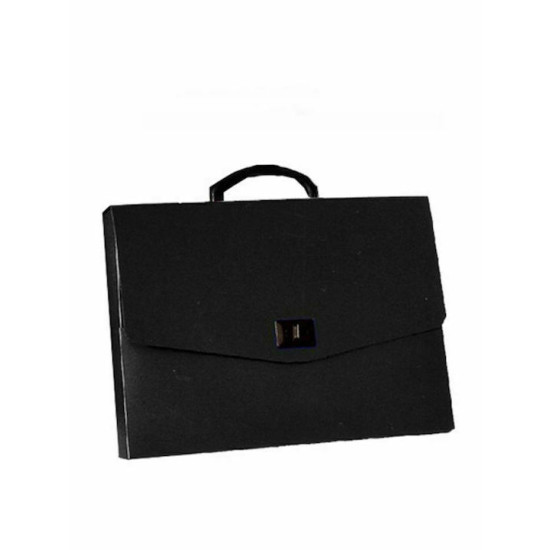 Metron Πλαστική Τσάντα Σχεδίου με Κούμπωμα και Χερούλι 33x45x5cm μαύρη