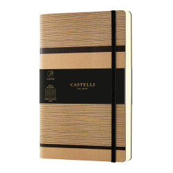 Castelli Σημειωματάριο A5 Ριγέ με Λάστιχο Tatami Grand Format Ligne Beige Cappucino 13x21cm