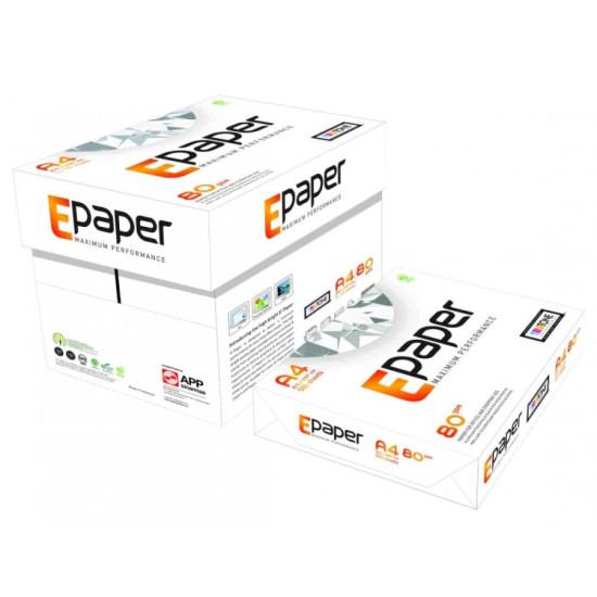 E-Paper Maximun Perfomance Χαρτί Εκτύπωσης A4 80gr/m² κιβώτιο 5Χ500 φύλλα