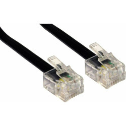 Powertech Flat Τηλεφωνικό Καλώδιο RJ11 6P4C 1m Μαύρο (CAB-T007)