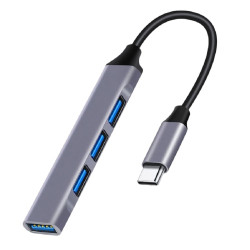 Powertech USB 3.2 Hub 4 Θυρών με σύνδεση USB-C Γκρι