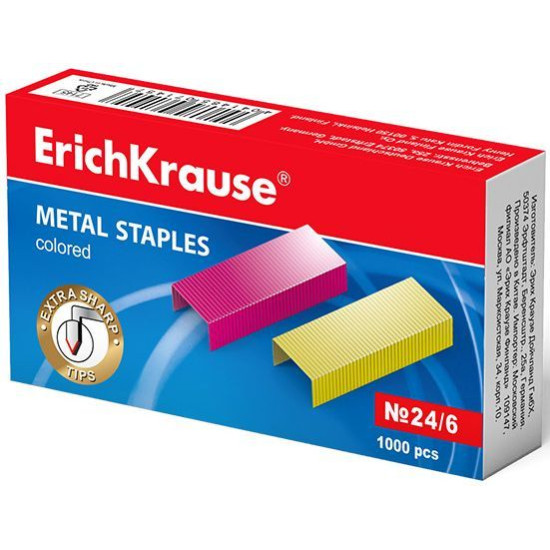 Σύρματα για συρραπτικό Erich Krause - 24/6, χρωματιστά