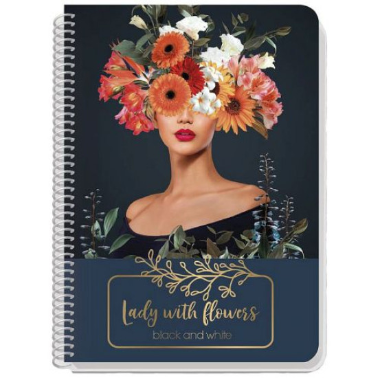 Σπιράλ Τετράδιο Ριγέ (Διάφορα Σχέδια/Χρώματα) Β5 2 θεμάτων Lady with flower