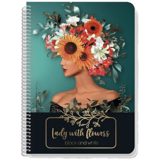 Σπιράλ Τετράδιο Ριγέ (Διάφορα Σχέδια/Χρώματα) Β5 2 θεμάτων Lady with flower