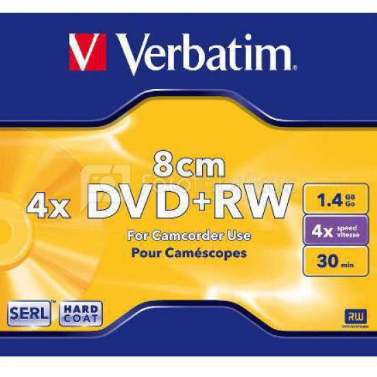 Verbatim DVD+RW 1,4GB JC 4x Speed, 8cm Verbatim DVD+RW 1,4GB JC 4x Speed, 8cm