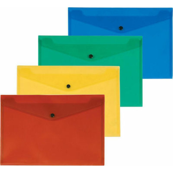 Φάκελος Διαφανής με Κουμπί για Χαρτί A4 μπλέ